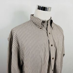 Gant XL Desert Poplin Shirt Beige Plaid Button Down 100% Cotton Safari Outdoors